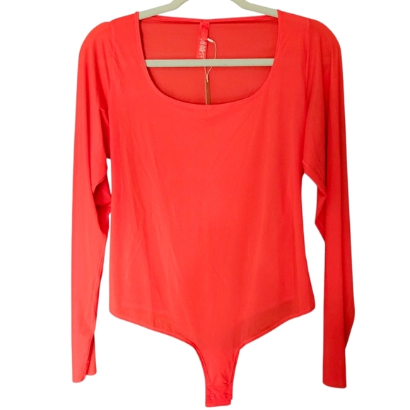 Women's NWT SKIMS Jelly Sheer Thong Bodysuit Poppy 3X Long Sleeve - Picture 1 of 10
